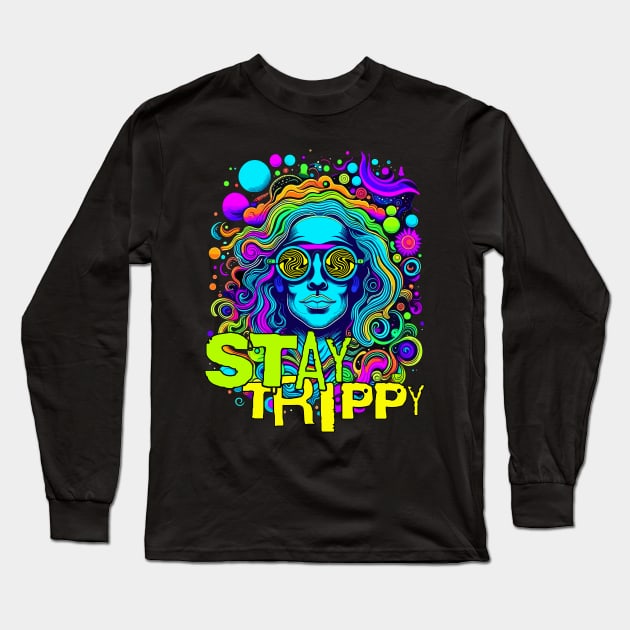 Magic Mushrooms - Stay Trippy - Psychedelic design Long Sleeve T-Shirt by Bellinna